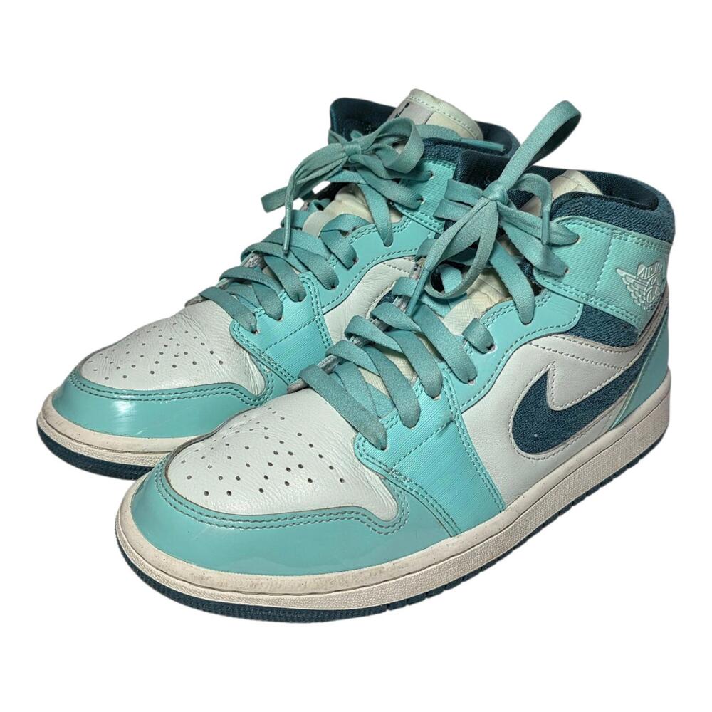 Nike Air Jordan 1 Mid Teal White Aqua Blue Men’s Size 8.5 Basketball‎ Shoes SB11